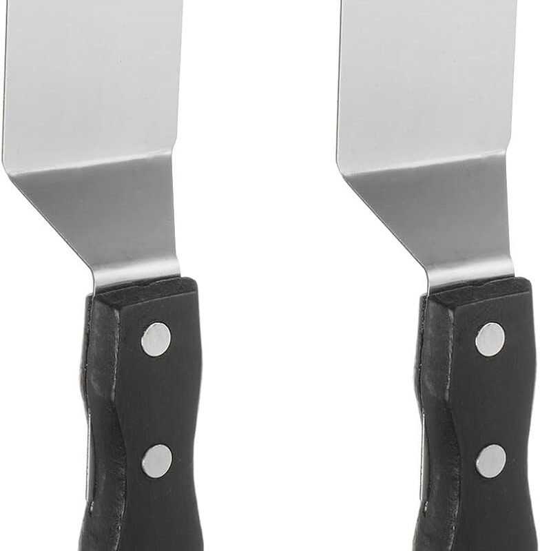 2pcs  Painting Palette Knives Stainless Steel Flat Large Spatula Pallet Knife Metal Scraper with Wood Handle for Oil Acrylic Paint Canvas Color Mixing Spreading