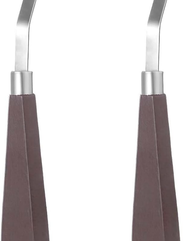 2Pcs Palette Knife No.20 Palette Knives 22mm Width Pallet Knife Stainless Steel Oval Art Paint Spatula with Wood Handle Metal Palette Knife for Oil Acrylic Canvas Mixing Spreading Cake Decorating