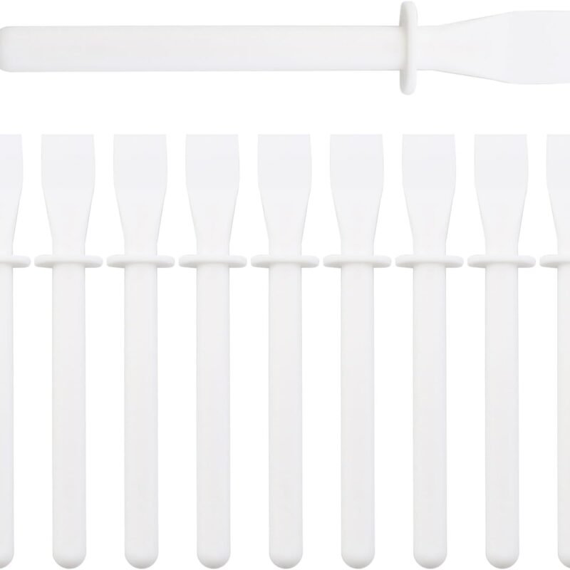 10PCS White PP Plastic Applicator Sticks Glue Applicator Palette Knife Super Tough Oil Painting Squeegee Handmade DIY Leather Elastic Applicator Tool