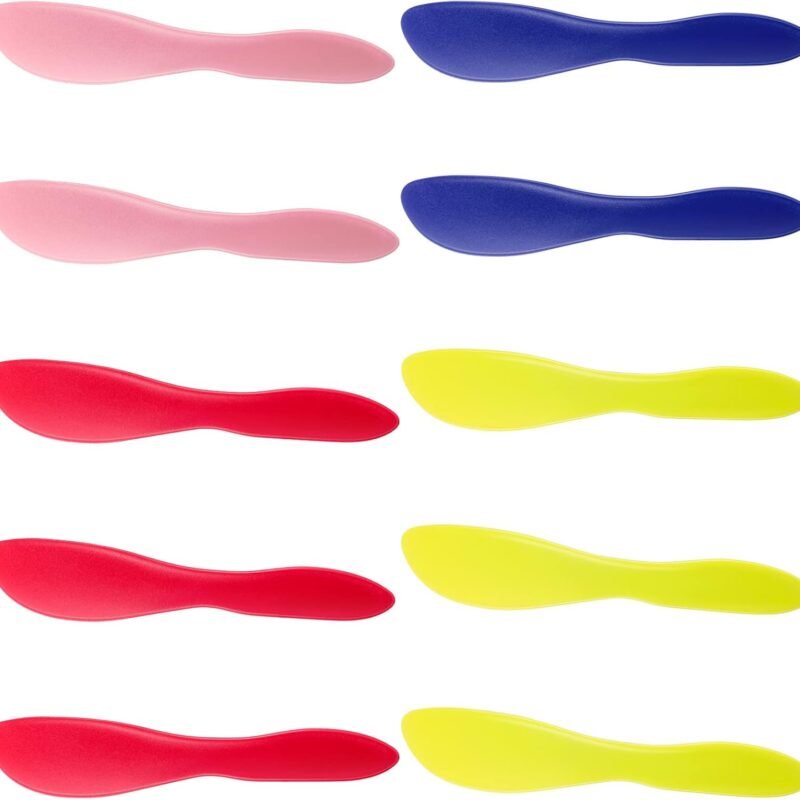 10 Pieces Plastic Butter Spreader Multi Purpose Butter Knife Spreader Versatile Knife Frosting Knives for Soft Cheese Cream Icing, 7 x 1.4 Inch(Red, Green, Blue, Pink)