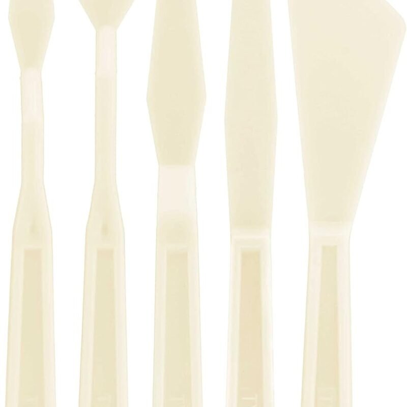5-Piece Plastic Palette Knife Set for Acrylic Painting - Paint Spatula Tools for Oil, Canvas Art - Painting Knives for Mixing, Texturing - Pallet Knives for Art & Cake Decorating
