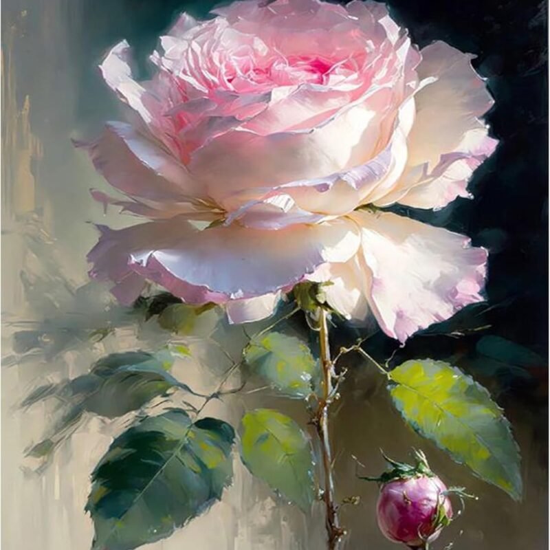 Rose Paint by Numbers for Adults - Flower Paint by Number on Canvas Without Frame, DIY Floral Oil Painting for Gift Home Wall Decor (16x20 inch)