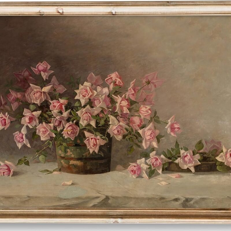 Vintage Floral Wall Art, French Country Wall Decor, Retro Flower Botanical Painting, Farmhouse Wall Art Rustic Antique Canvas Prints Vintage Art Pictures for Bedroom Bathroom Decor( 8" x 10"-UNFRAMED)