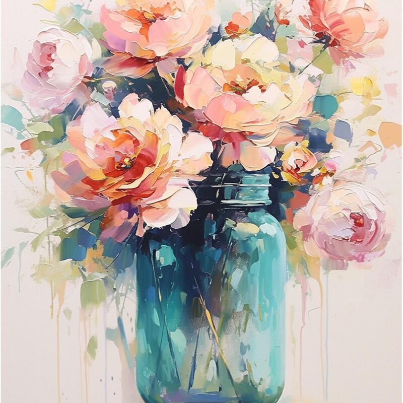 Flowers in Bottle Paint by Numbers Kit for Adults Beginner Flower Oil Painting Kit Adult Paint by Number Kits on Canvas DIY Painting for Beginners Art by Numbers for Gifts Home Wall Decor 16x20 Inch