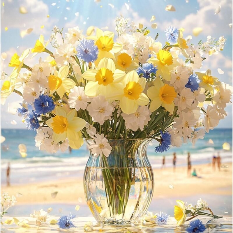 Paint by Numbers Kit for Adults Beginner Flower DIY Oil Painting Kits for Adults Bottle Flowers Easy Adult Paint by Number Kits on Canvas Color by Numbers for Gifts Home Wall Decor 16x20 Inch