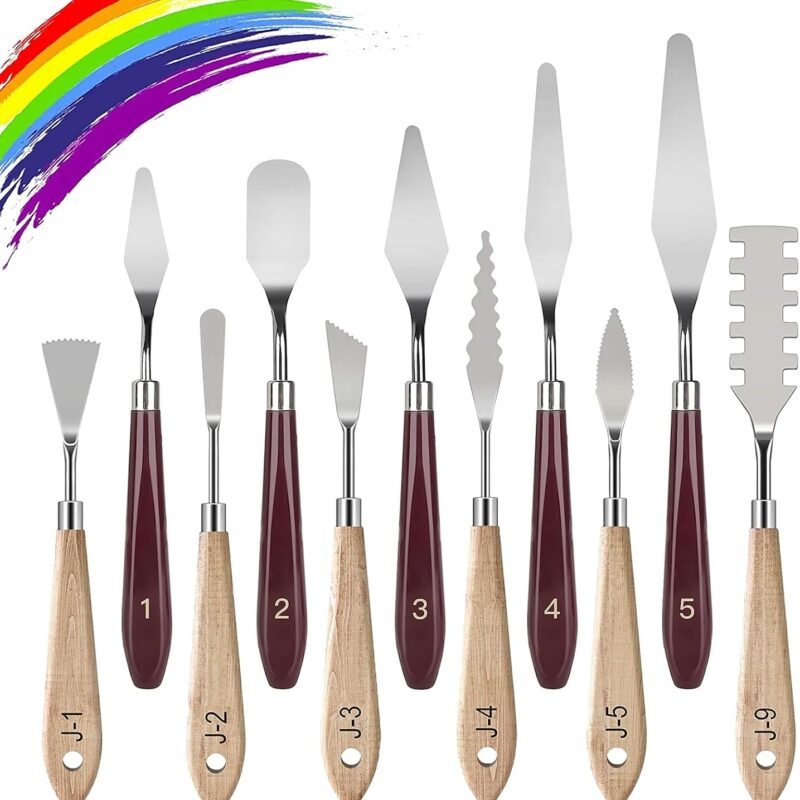 Palette Knife Set, 11 Pieces Stainless Steel Spatula Palette Knives Painting Accessories Art Supplies for Oil Painting, Gouache, Watercolor, Rock Painting