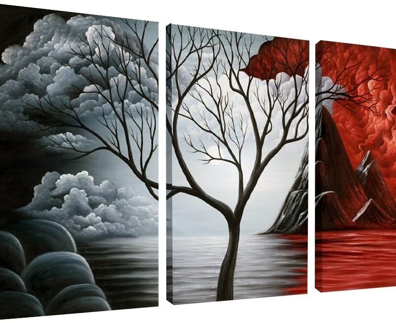 The Cloud Tree 3 Panels Modern  Canvas Prints Artwork Abstract Seascape Paintings Reproduction Sea Beach Pictures Printed on Canvas Wall Art for Home Decorations Wall Decor