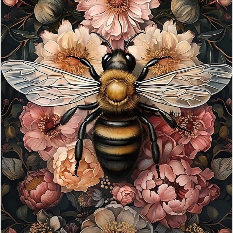 Paint by Numbers for Adult, Bee Paint by Numbers Kit for Adults Beginners, DIY Acrylic Painting on Canvas for Home Wall Art Decor 16x20 Inch