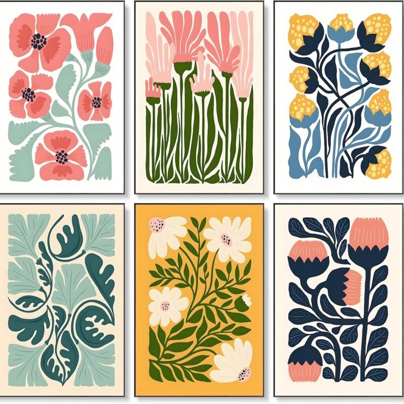 6 Pack Paint by Numbers Kit for Adults Beginner, Flower Adult Paint by Number Kits on Canvas, Easy Flowers DIY Acrylic Oil Painting by Numbers Kits, Perfect for Home Decor 8x12 Inch