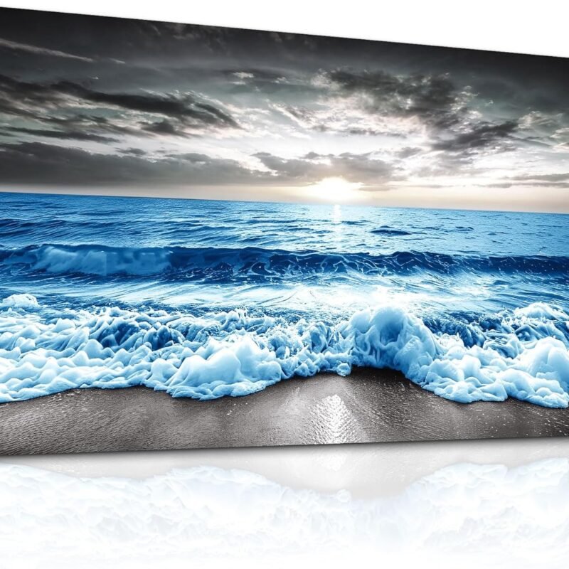 Large Wall Decor For Office Framed Wall Art For Living Room Modern Bedroom Wall Decor Blue Beach Sun Ocean Landscape Canvas Prints Wall Paintings Seascape Pictures Artwork Home Decor 60x30